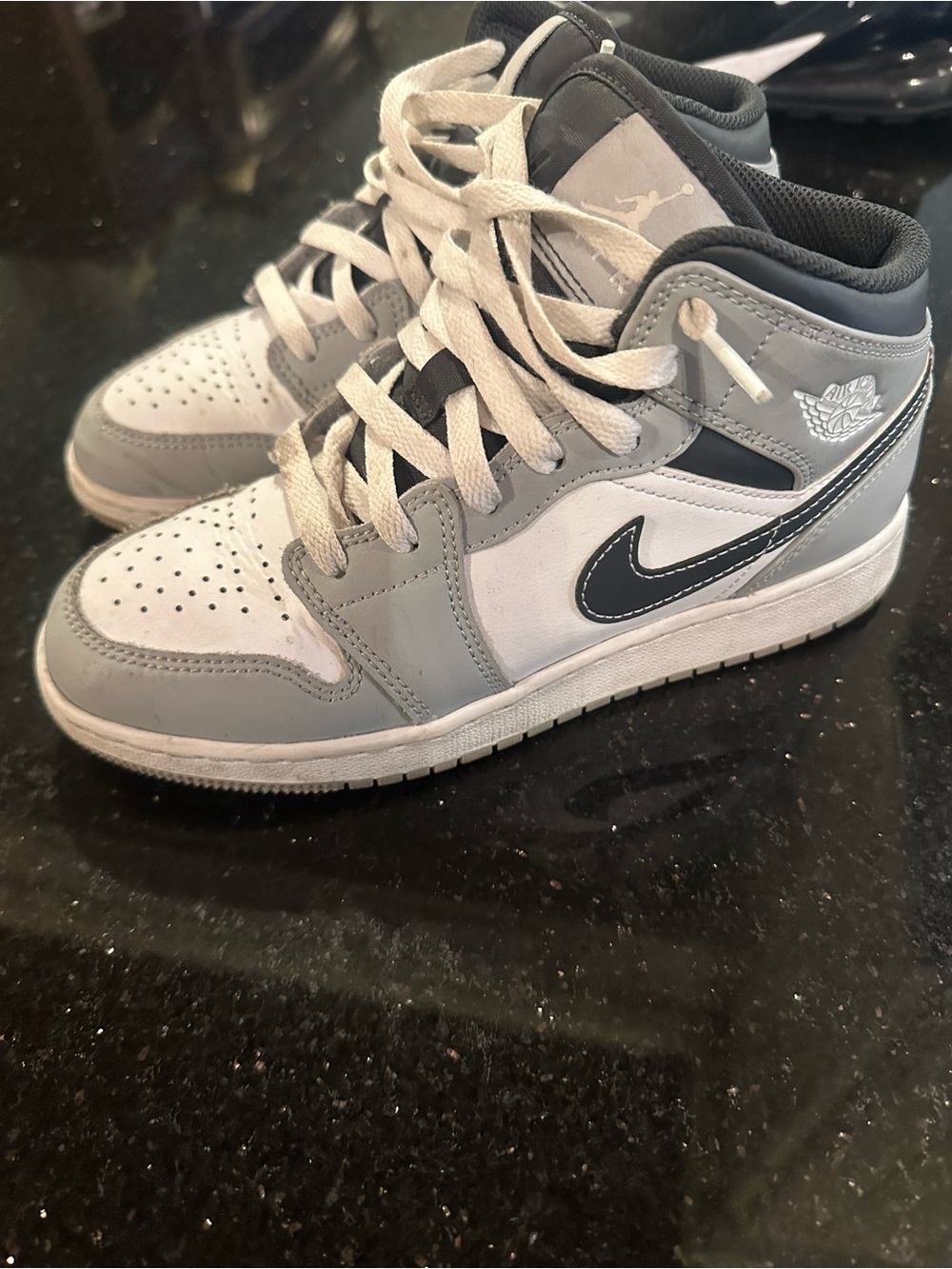 Nike Air Jordan Kids' Gray and White High-Top Sneakers